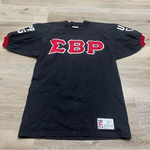 Vintage Sigma Betta Rho Danger 54 Fraternity Tshirt Eagle USA Size Medium Black